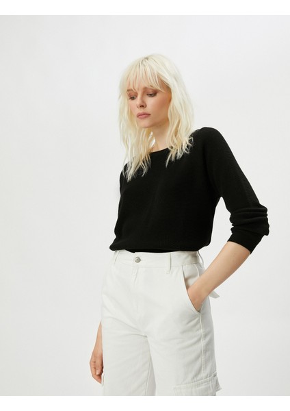 Basic Kazak Uzun Kollu Bisiklet Yaka Ribanalı