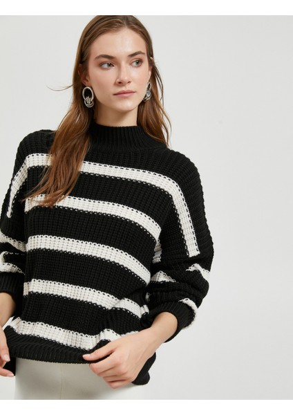 Örgü Kazak Yarım Balıkçı Yaka