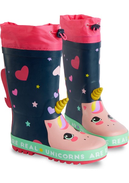 Kalpli Unicorn Kız Çocuk Lacivert Yağmur Botu modelleri