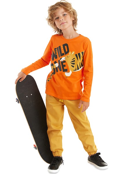 Wild One Erkek Çocuk T-Shirt Gabardin Pantolon Takım