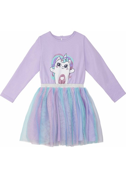 Gökkuşağı Kedicorn Kız Çocuk Tüllü Elbise modelleri