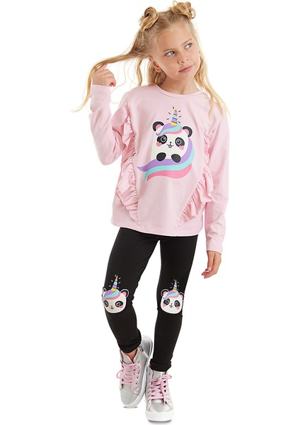 Panda Unicorn Kız Çocuk T-Shirt Tayt Takım