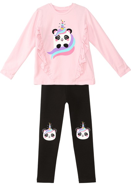 Panda Unicorn Kız Çocuk T-Shirt Tayt Takım modelleri