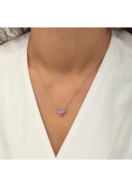 925 Ayar Gümüş Rose Minimal Kelebek Kadın Gümüş Kolye modelleri