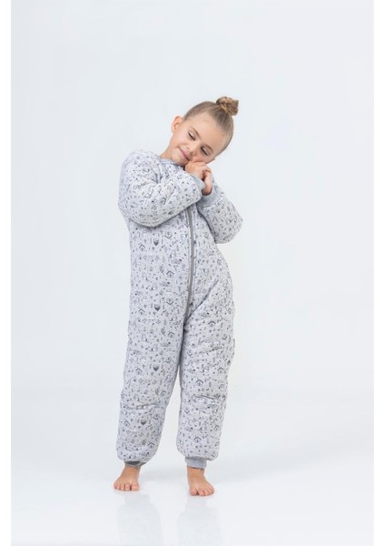 Kız Erkek Çocuk Kalın Elyaf Dolgulu 2.5 Tog Desenli Uyku Tulumu