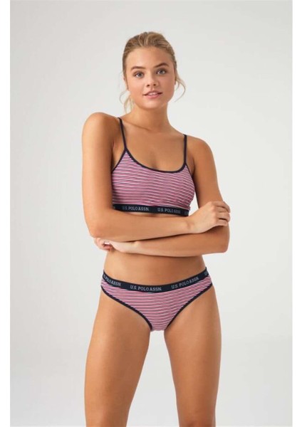 66250 Kadın Lacivert Çizgili Büstiyer Slip Takım