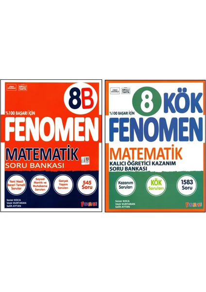 Fenomen Yayıncılık Fenomen 8. Sınıf Lgs Matematik (B)+Matematik Kök Soru Bankası 2 Kitap