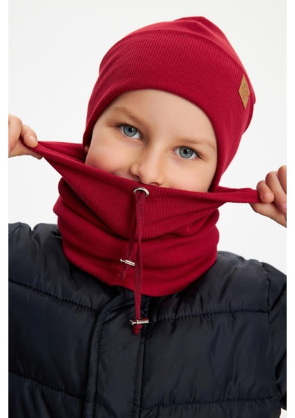 Bordo Erkek Çocuk Şapka Bere Boyunluk Takım Pamuklu Kaşkorse modelleri
