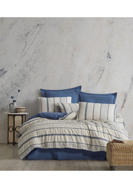 Moena Çift Kişilik Pamuklu Nevresim Takımı Indigo