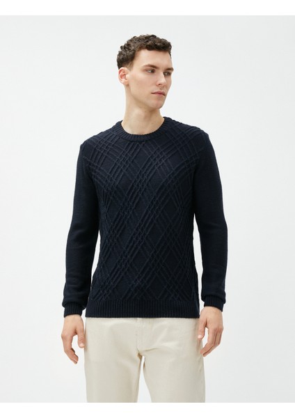 Triko Kazak Baklava Desenli Uzun Kollu Bisiklet Yaka modelleri