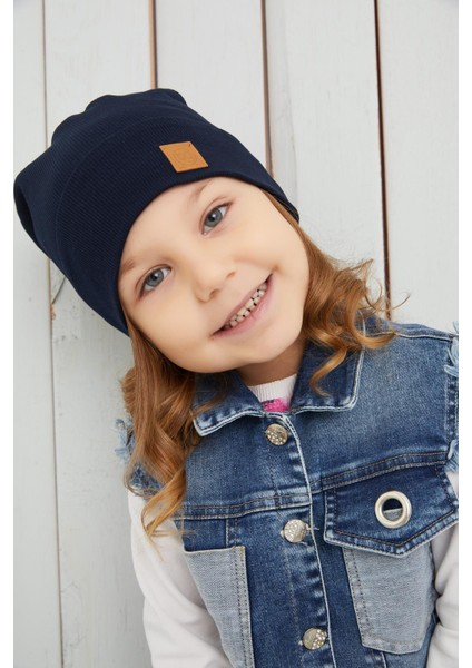 Kız Çocuk Lacivert Şapka Bere El Yapımı Pamuklu Kaşkorse modelleri