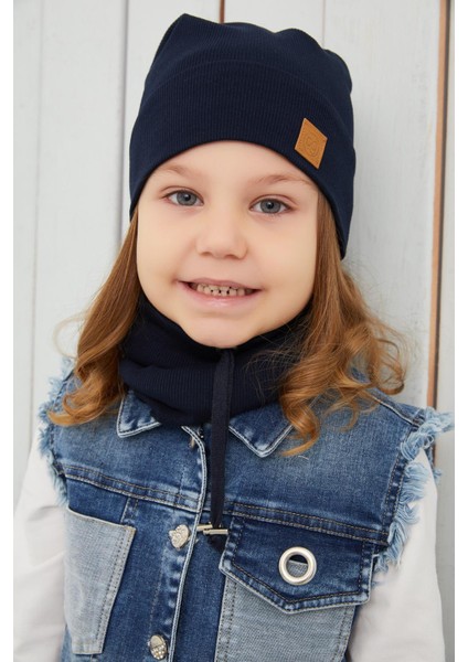 Kız Çocuk Lacivert Şapka Bere El Yapımı Pamuklu Kaşkorse indirimleri