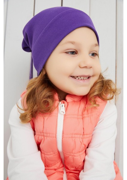 Kız Çocuk Mor Şapka Bere El Yapımı Pamuklu Kaşkorse modelleri