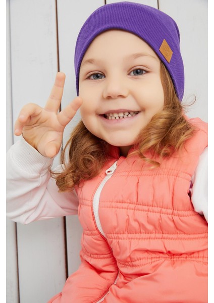 Kız Çocuk Mor Şapka Bere El Yapımı Pamuklu Kaşkorse indirimleri