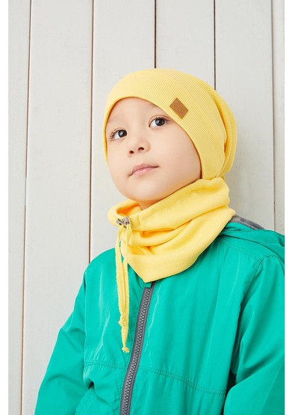 Sarı Erkek Çocuk İp Şapka Bere Boyunluk Takım Pamuklu Kaşkorse fırsatları