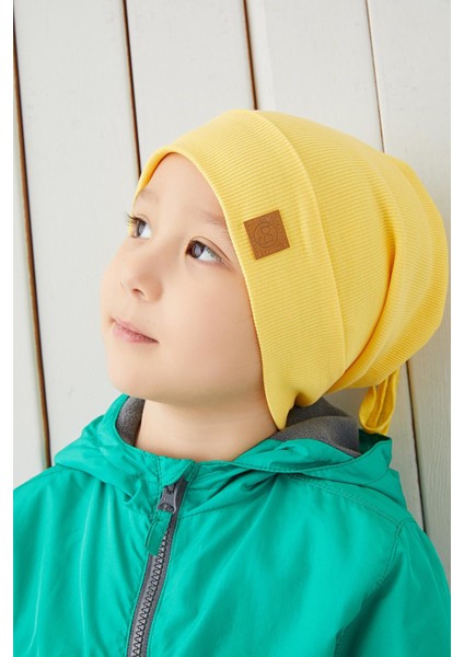 Sarı Erkek Çocuk İp Şapka Bere Boyunluk Takım Pamuklu Kaşkorse indirimleri