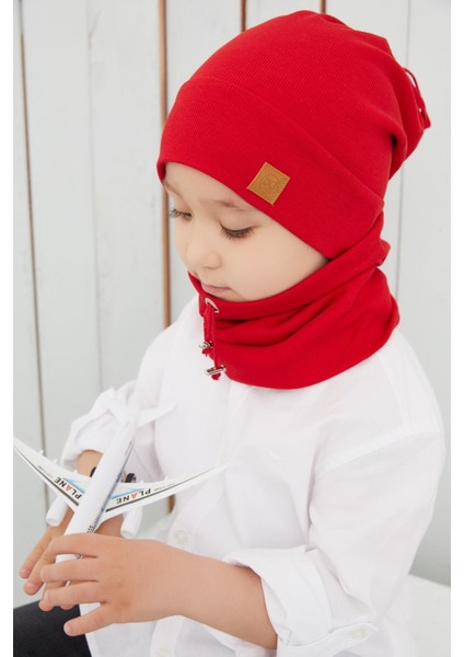 Kırmızı Erkek Çocuk İp Şapka Bere Boyunluk Takım Pamuklu Kaşkorse fiyatları