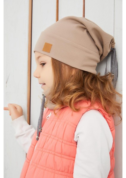 Kız Çocuk Kahverengi İpli Şapka Bere Boyunluk Takım Pamuklu Kaşkorse fırsatları