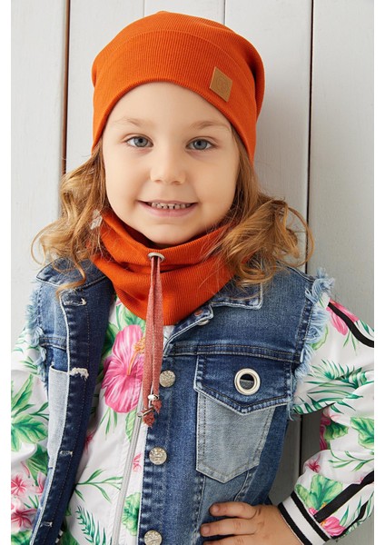 Kız Çocuk Kiremit İp Şapka Bere Boyunluk Takım Pamuklu Kaşkorse modelleri