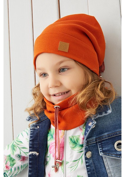 Kız Çocuk Kiremit İp Şapka Bere Boyunluk Takım Pamuklu Kaşkorse fırsatları