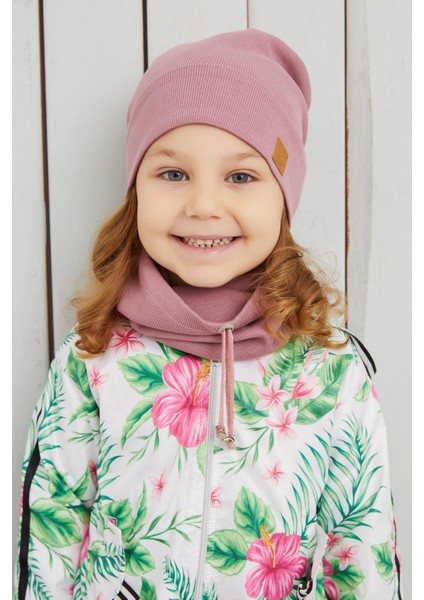 Kız Çocuk Gül Kurusu İpli Şapka Bere Boyunluk Takım Pamuklu Kaşkorse fiyatları