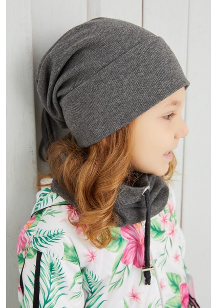 Kız Çocuk Füme İpli Şapka Bere Boyunluk Takım Pamuklu Kaşkorse modelleri