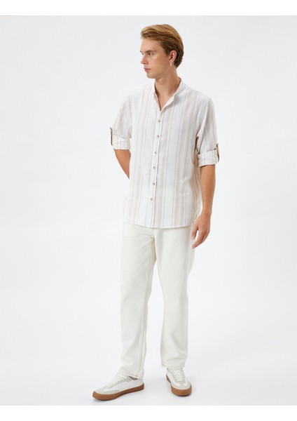 Hakim Yaka Gömlek Uzun Kollu Düğmeli Katlanabilir Kol Detaylı fiyatları