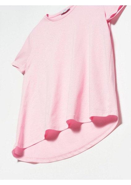 Bisiklet Yaka Basic T-Shirt Toz Pembe