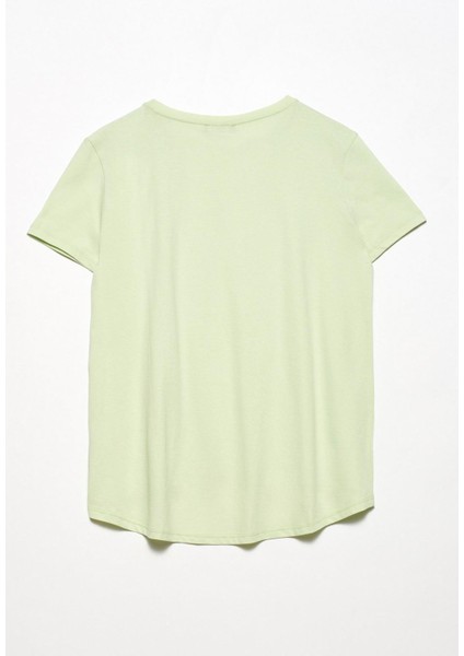 Bisiklet Yaka Basic T-Shirt Mint Yeşili