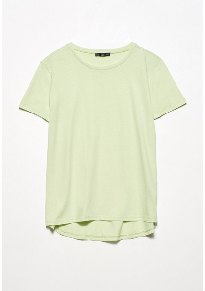 Bisiklet Yaka Basic T-Shirt Mint Yeşili