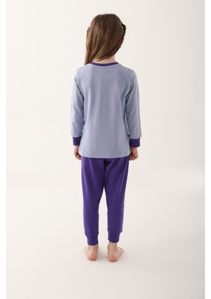 Açık Indigo Kız Çocuk Uzun Kol Pijama Takım