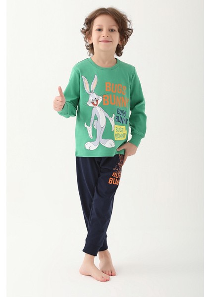Çam Yeşili Erkek Çocuk Uzun Kol Pijama Takım