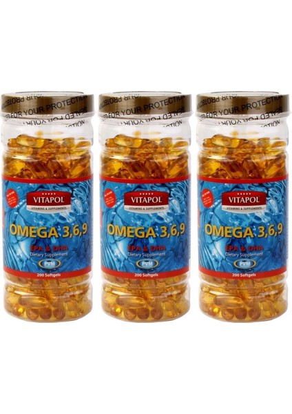 Omega 3-6-9 Balık Yağı 3 x 200 Softgel