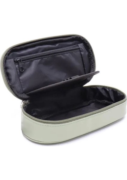 Art Oval Fermuarlı Deri Kalem Kutusu Kalemlik Mint Yeşili