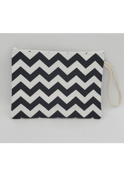 Zigzag Desen Tasarım Portföy Clutch Çanta Tablet Çantası