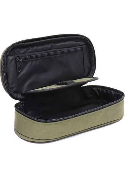 Art Oval Fermuarlı Kumaş Kalem Kutusu Kalemlik Haki