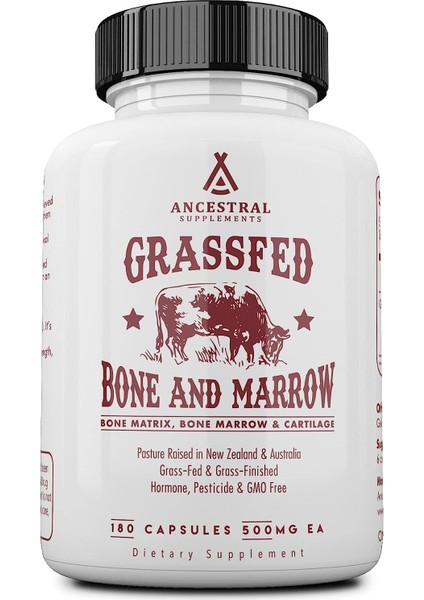 Beef Bone & Marrow New Zealand & Australia Grassfed Hormone Pesticide & Gmo Free 180 Kapsül