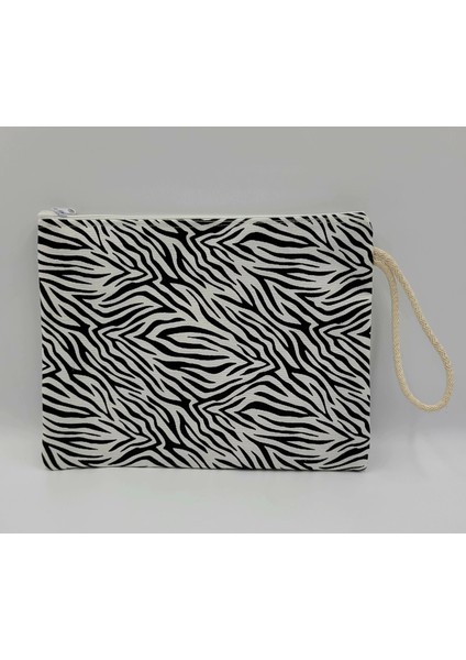 Zebra Desen Portföy Clutch Çanta Tablet Çantası