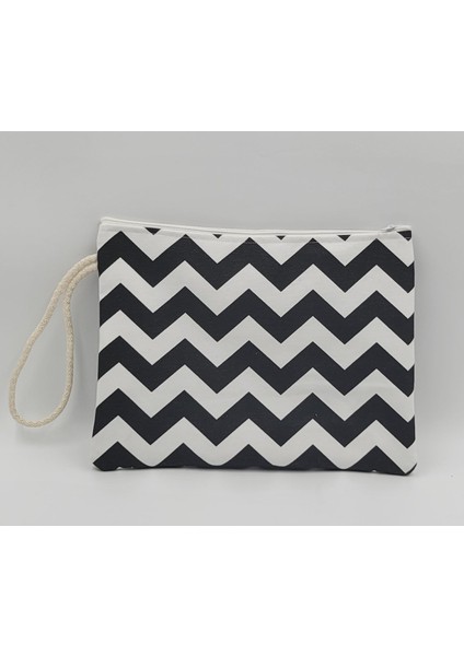 Zigzag Desen Tasarım Portföy Clutch Çanta Tablet Çantası