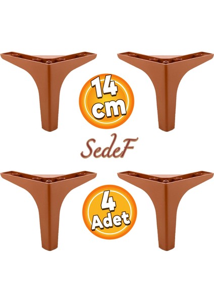 Sedef Lüks Mobilya Kanepe Sehpa Tv Ünitesi Koltuk Ayağı 14 cm Kahverengi Ayakları 4 Adet