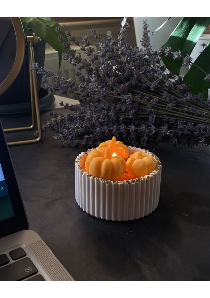 Balkabağı Özel Taşlı Tasarım Vegan Mum modelleri