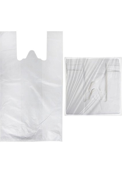 Beyaz Market Poşeti Torbası - Hışır Atlet Poşet - Büyük Boy - 30 x 60 Cm. - 5 Kg.