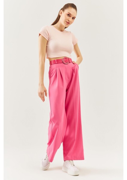 Pudra Kısa Kol Bisiklet Yaka Vücuda Oturan %100 Pamuklu Kaşkorse Esnek Crop Bluz modelleri