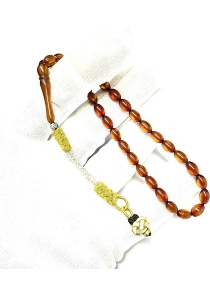Bilek Boy Beyzi Model Kazaz Püsküllü 5-8mm Ateş Sıkma Kehribar Tesbih