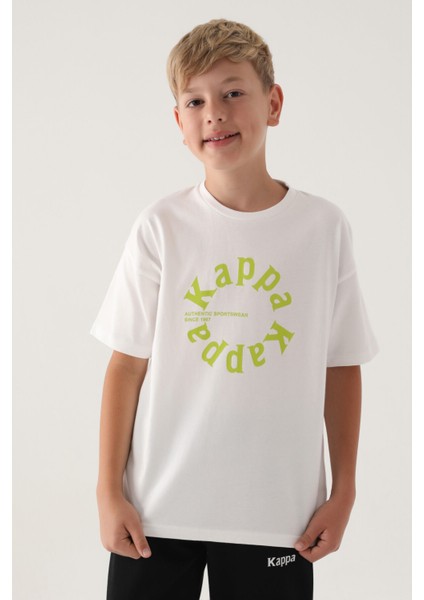 Krem Kappa Baskı Erkek Çocuk T-Shirt