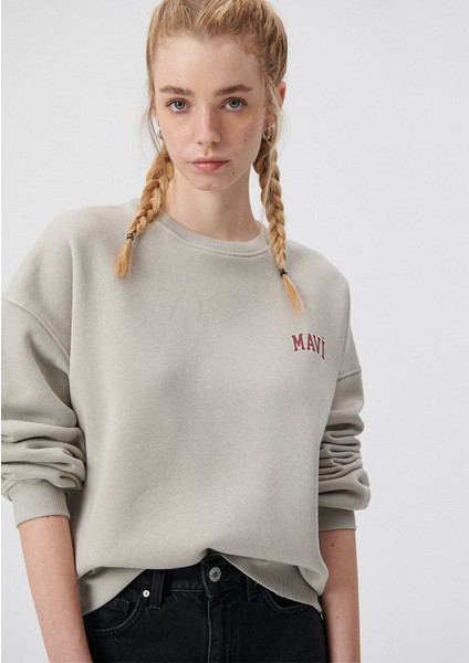 Logo Baskılı Gri Sweatshirt 1611600-70112