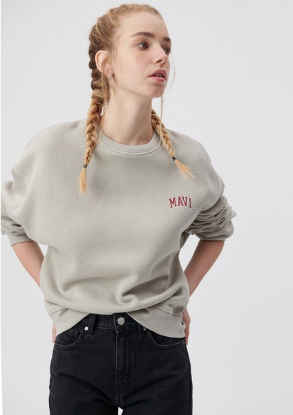 Logo Baskılı Gri Sweatshirt 1611600-70112 fiyatları