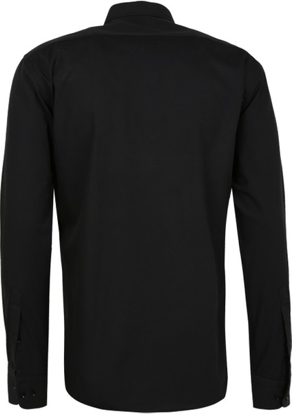 Slim Fit Klasik Yaka Düz Siyah Erkek Gömlek GM1007100471 fiyatları