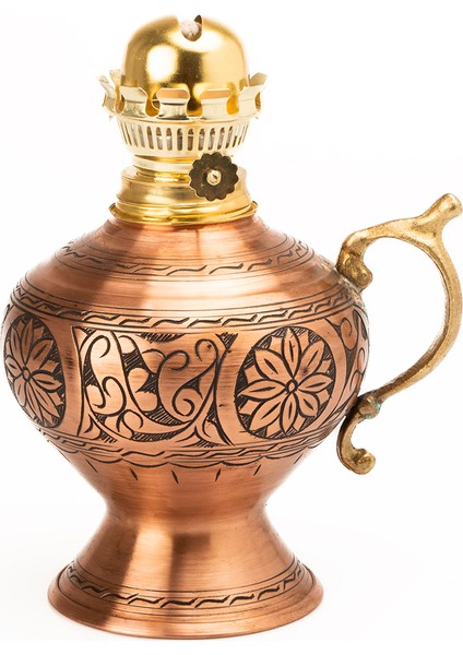 Dmt Gaziantep Bakır Osmanlı Ağır El Işlemeli Gaz Lambası YÜK:38CM Kalınlık:0,8mm