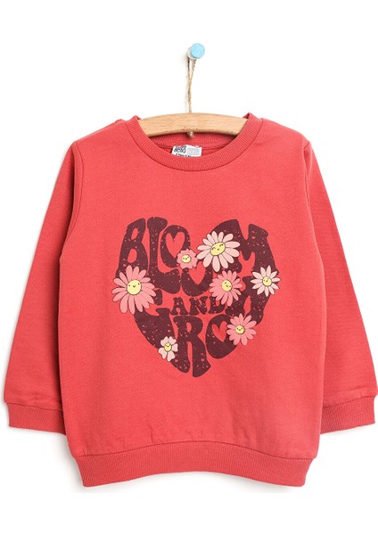 Hello Baby Hellobaby Basic Kalp ve Çiçek Desenli Sweatshirt Kız Bebek